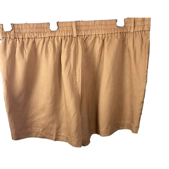 Torrid Studio Plus 26 Tobacco Brown Button Zip Linen Blend Pockets Dress Shorts - Picture 3 of 5